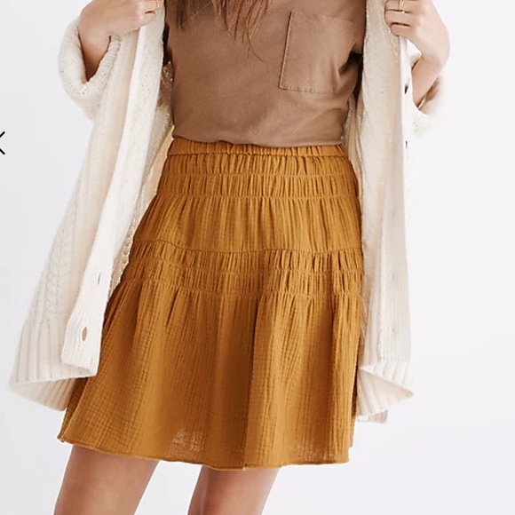 Madewell Dresses & Skirts - Madewell Double-Gauze Smocked Mini Skirt Antique gold ladies‎ Small